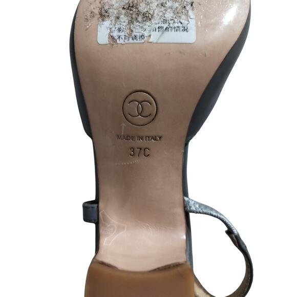 Channel womens two tone slingback heels shoes size 7 - Picture 10 of 13